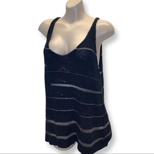 Junior Collection Black Shimmery Size 12 Sleeveless Knitted Cover Up Top. New